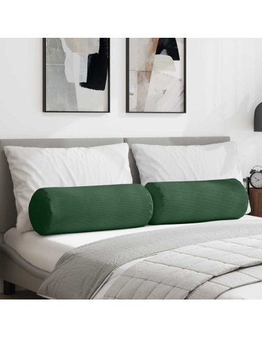 Cuscini a rullo 2 pcs Verde Scuro Ø 25 x 70 cm Tessuto in Cords