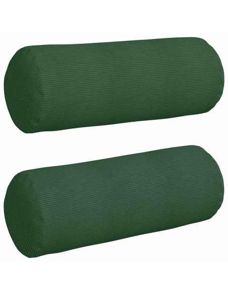 Cuscini a rullo 2 pcs Verde Scuro Ø 25 x 70 cm Tessuto in Cords