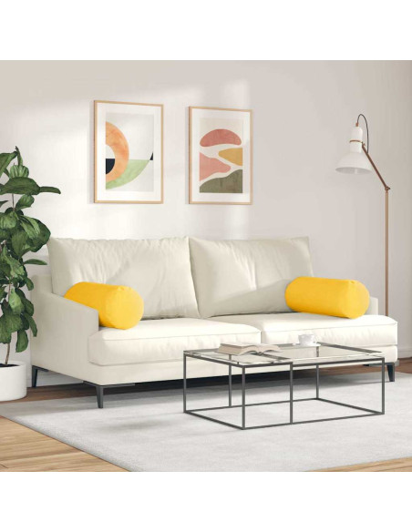 Cuscini a rullo 2 pcs Giallo Chiaro Ø 25 x 70 cm