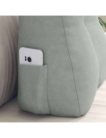 Cuscino per Schiena Grigio chiaro 45 x 24 x 50 cm Velluto