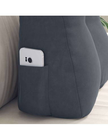 Cuscino per Schiena Grigio scuro 45 x 24 x 50 cm Velluto