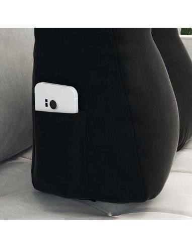 Cuscino per Schiena Nero 45 x 24 x 50 cm Velluto