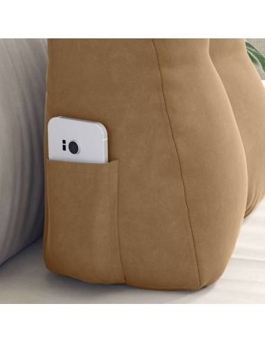 Cuscino per Schiena Marrone 45 x 24 x 50 cm Velluto