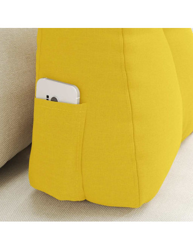 Cuscino per Schiena Giallo Chiaro 60 x 24 x 50 cm Tessuto