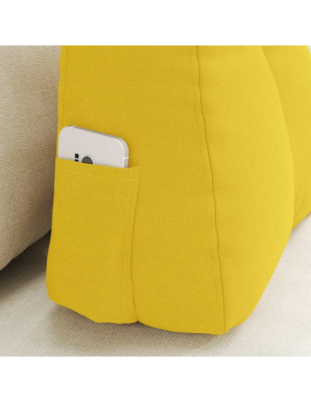 Cuscino per Schiena Giallo Chiaro 60 x 24 x 50 cm Tessuto