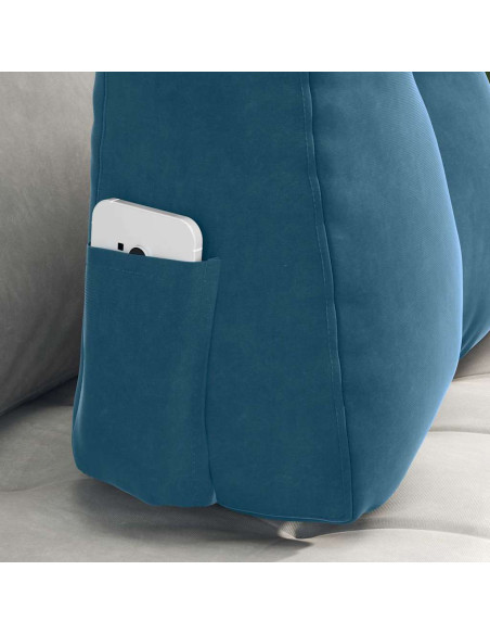 Cuscino per Schiena Blu 60 x 24 x 50 cm Velluto
