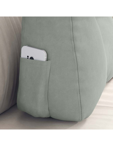 Cuscino per Schiena Grigio chiaro 60 x 24 x 50 cm Velluto