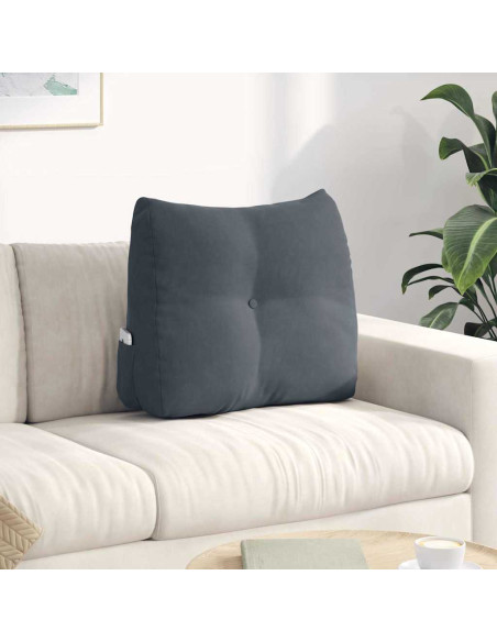 Cuscino per Schiena Grigio scuro 60 x 24 x 50 cm Velluto