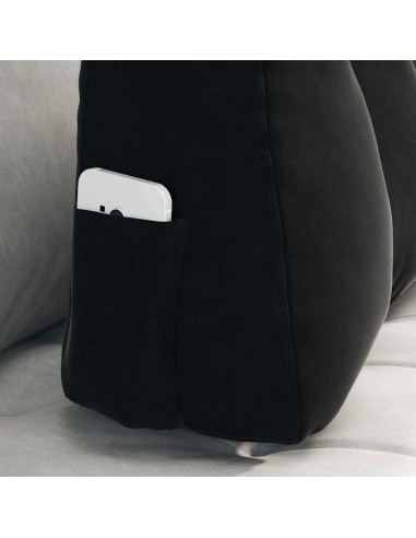 Cuscino per Schiena Nero 60 x 24 x 50 cm Velluto