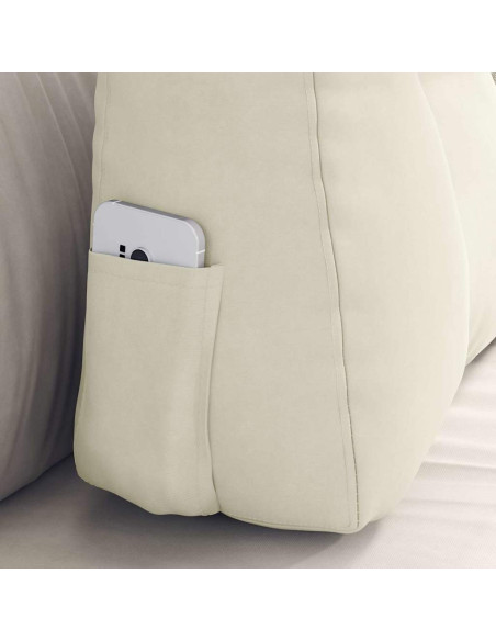 Cuscino per Schiena Crema 60 x 24 x 50 cm Velluto