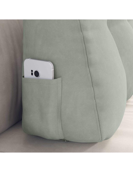 Cuscino per Schiena Grigio chiaro 80 x 24 x 50 cm Velluto