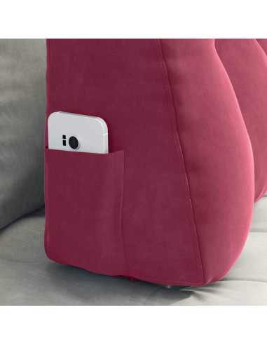 Cuscino per Schiena Rosso Vino 80 x 24 x 50 cm Velluto