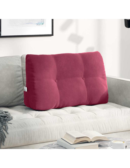 Cuscino per Schiena Rosso Vino 80 x 24 x 50 cm Velluto