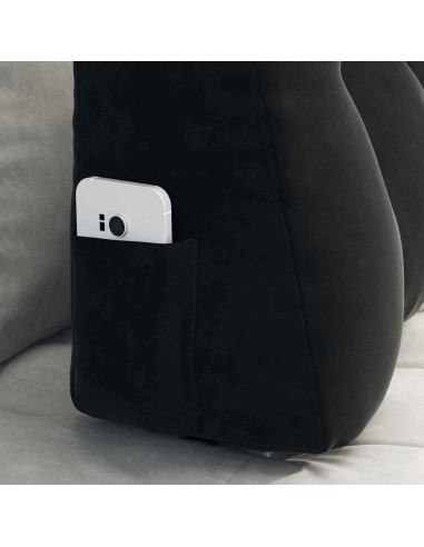 Cuscino per Schiena Nero 80 x 24 x 50 cm Velluto