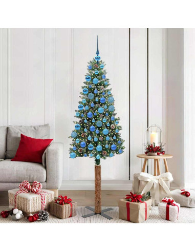 Albero di Natale snodato con 300 LED Verde e Bianco 180 cm