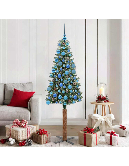 Albero di Natale snodato con 300 LED Verde e Bianco 180 cm