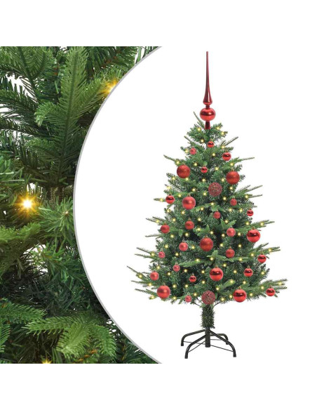 Albero di Natale Artificiale Pre-illuminato con Set di Palline