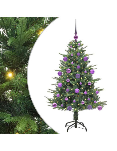 Albero di Natale Artificiale Pre-illuminato con Set di Palline