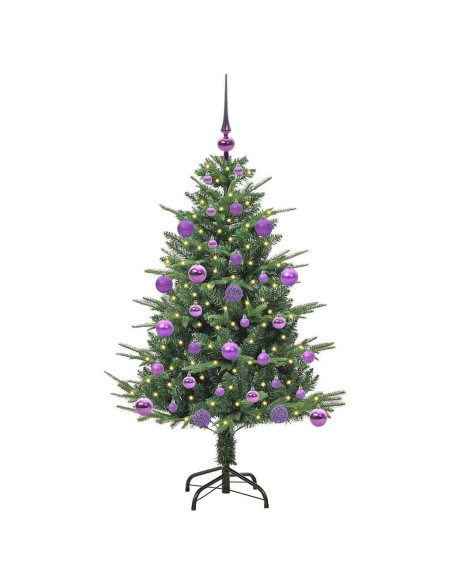 Albero di Natale Artificiale Pre-illuminato con Set di Palline