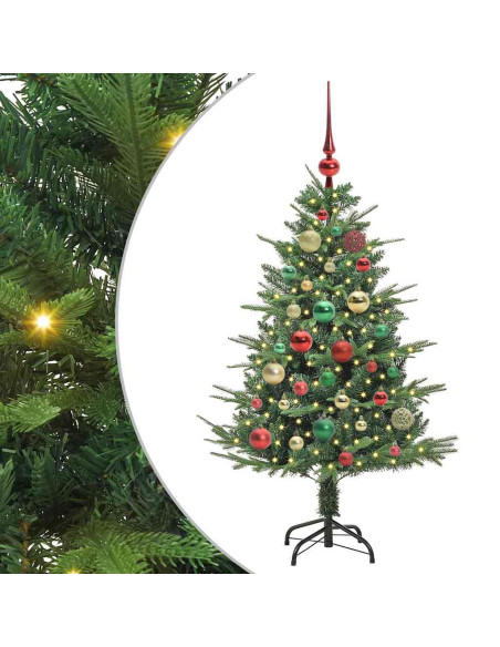 Albero di Natale Artificiale Pre-illuminato con Set di Palline