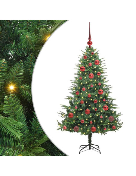 Albero di Natale artificiale preilluminato con set di palline