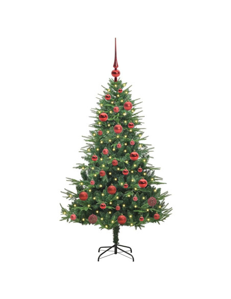 Albero di Natale Artificiale Pre-illuminato con Set di Palline