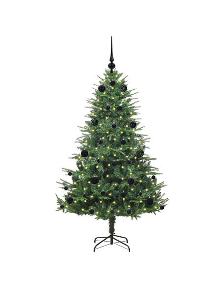 Albero di Natale Artificiale Pre-illuminato con Set di Palline