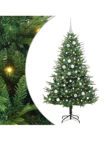 Albero di Natale Artificiale Pre-illuminato con Set di Palline