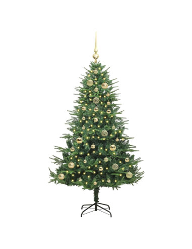 Albero di Natale Artificiale Pre-illuminato con Set di Palline