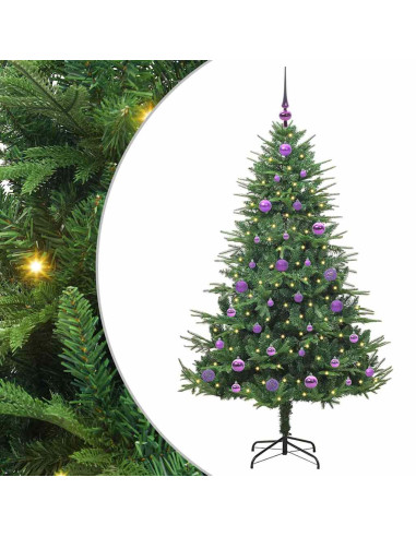Albero di Natale artificiale preilluminato con set di palline