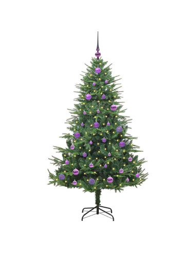 Albero di Natale Artificiale Pre-illuminato con Set di Palline