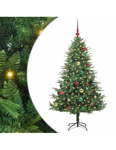 Albero di Natale Artificiale Pre-illuminato con Set di Palline