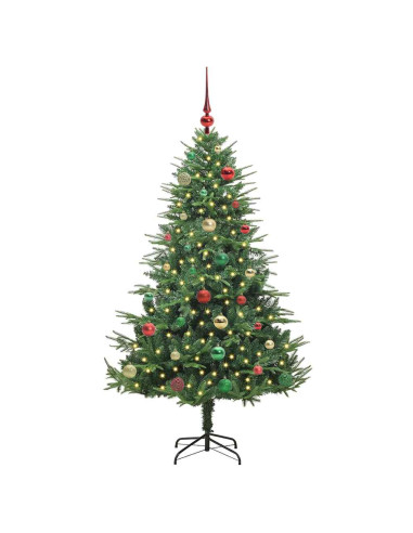Albero di Natale Artificiale Pre-illuminato con Set di Palline
