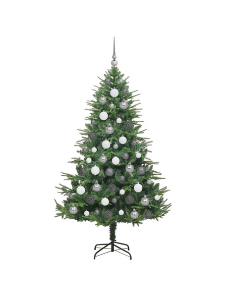 Albero di Natale Artificiale Pre-illuminato con Set di Palline