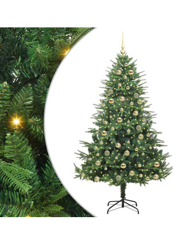 Albero di Natale Artificiale Pre-illuminato con Set di Palline
