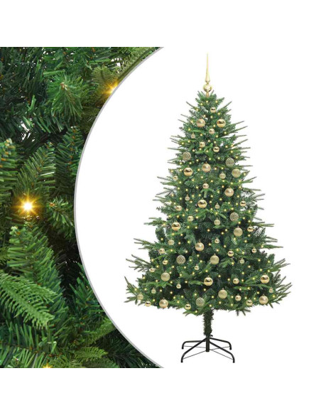 Albero di Natale Artificiale Pre-illuminato con Set di Palline
