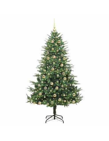 Albero di Natale Artificiale Pre-illuminato con Set di Palline