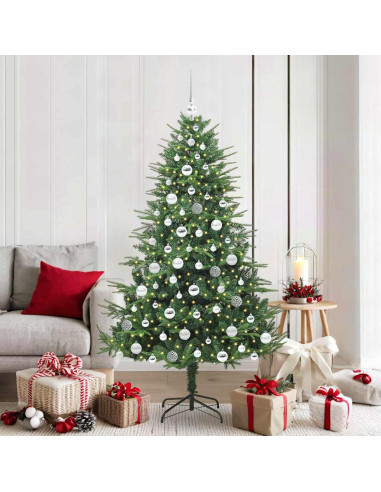 Albero di Natale Artificiale Pre-illuminato con Set di Palline