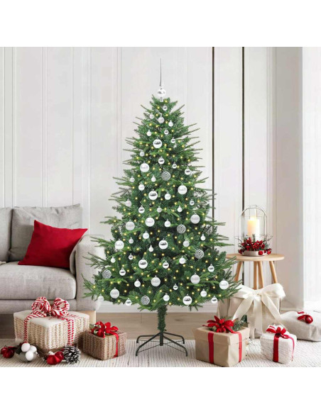 Albero di Natale Artificiale Pre-illuminato con Set di Palline