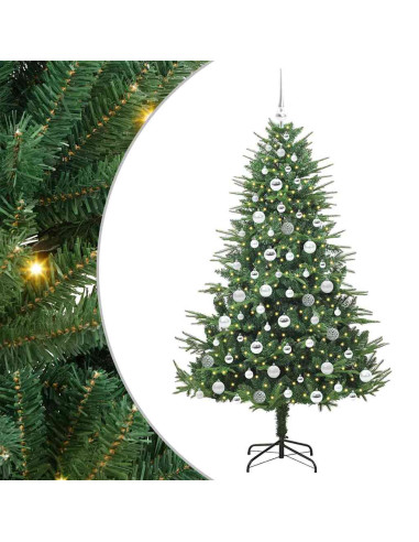 Albero di Natale Artificiale Pre-illuminato con Set di Palline