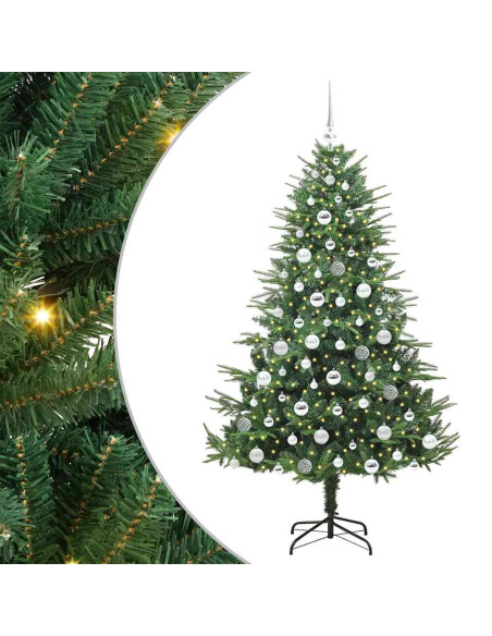 Albero di Natale Artificiale Pre-illuminato con Set di Palline