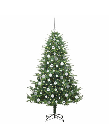 Albero di Natale Artificiale Pre-illuminato con Set di Palline
