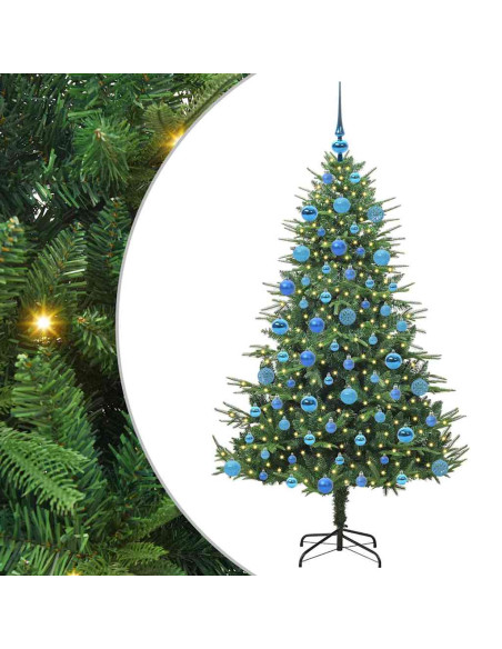 Albero di Natale Artificiale Pre-illuminato con Set di Palline