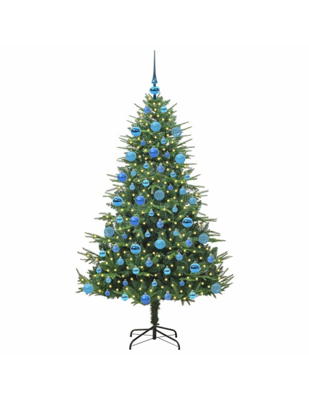Albero di Natale Artificiale Pre-illuminato con Set di Palline