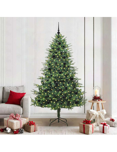 Albero di Natale artificiale preilluminato con set di palline