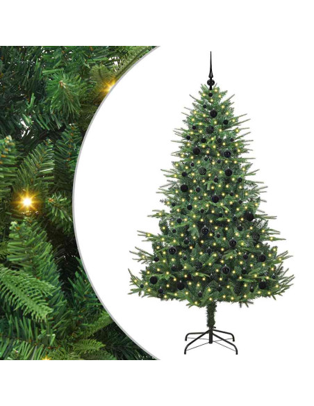 Albero di Natale Artificiale Pre-illuminato con Set di Palline
