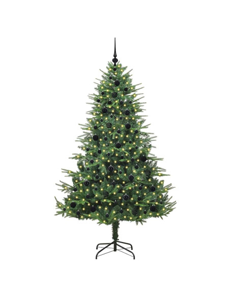 Albero di Natale Artificiale Pre-illuminato con Set di Palline