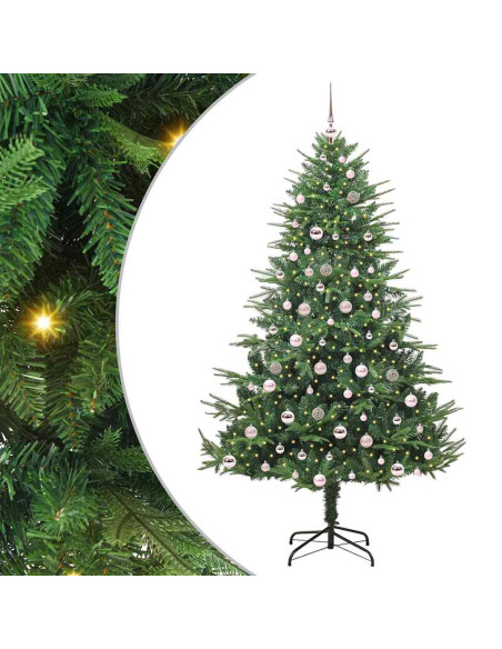 Albero di Natale Artificiale Pre-illuminato con Set di Palline