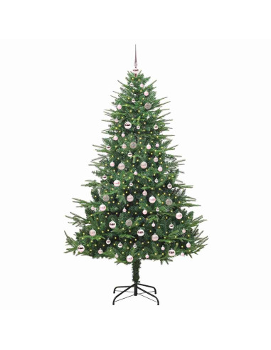 Albero di Natale Artificiale Pre-illuminato con Set di Palline