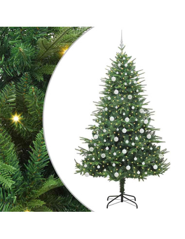 Albero di Natale artificiale preilluminato con set di palline